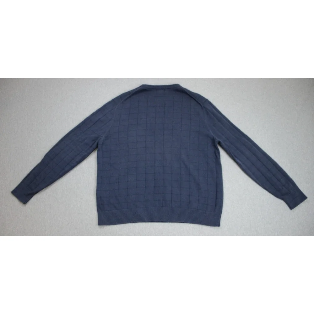 Lands End Sweater Mens Size L (42-44) Navy Blue 100% Supima Cotton Crew Neck
